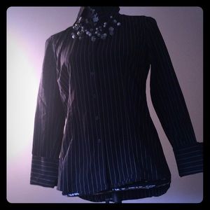 Express Classic Fit Black Pinstriped Button Shirt
