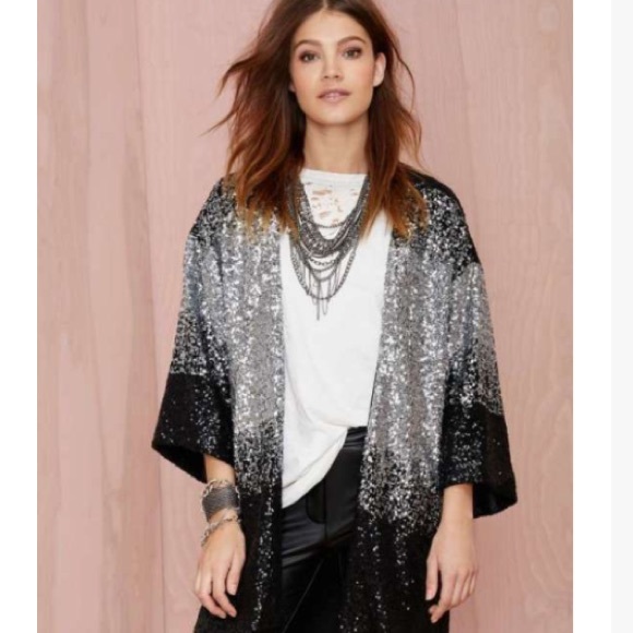black sequin kimono jacket