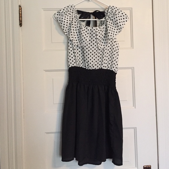 Black and white polka dotted dress