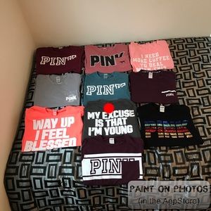 Vs pink collection campus tees