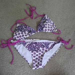 White and purple paisley bikini