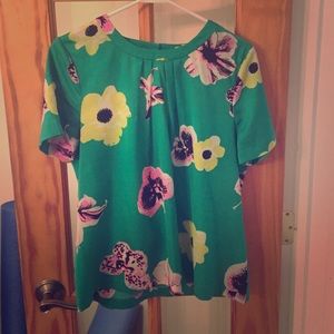 Jcrew factory flower v-back blouse size medium