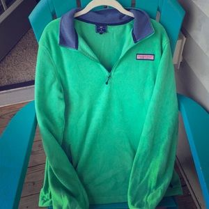 Vineyard Vines lime green fleece pull-over