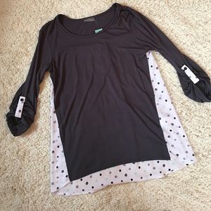 Gray and Mint Mixed Media Top