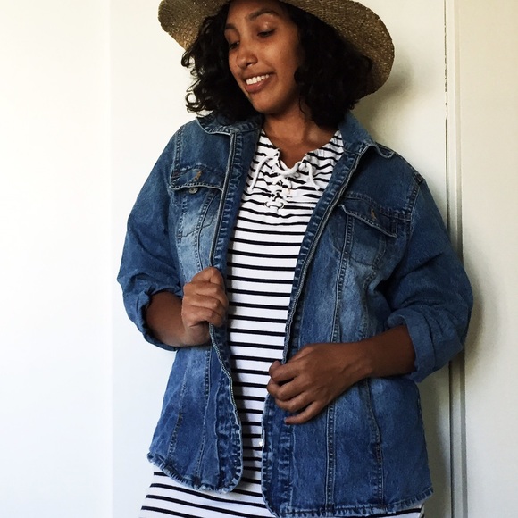 Oversized denim jacket (no brand)