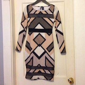 Tan and black patterned dress