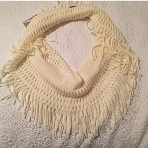 Vans White Fringe Infinity Scarf