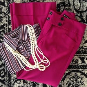 Sz 6 Pink Wide Leg Wool Pants