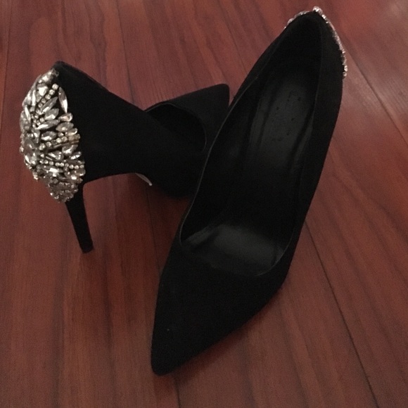 Brand new black heels with rhinestones