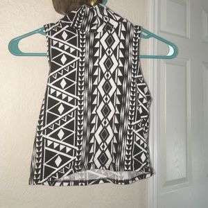 Black and white Aztec crop top