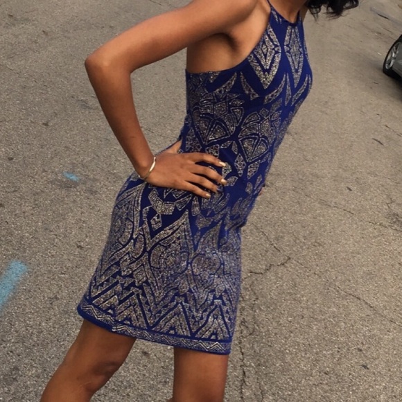 Blue/Gold Dress - Picture 2 of 3