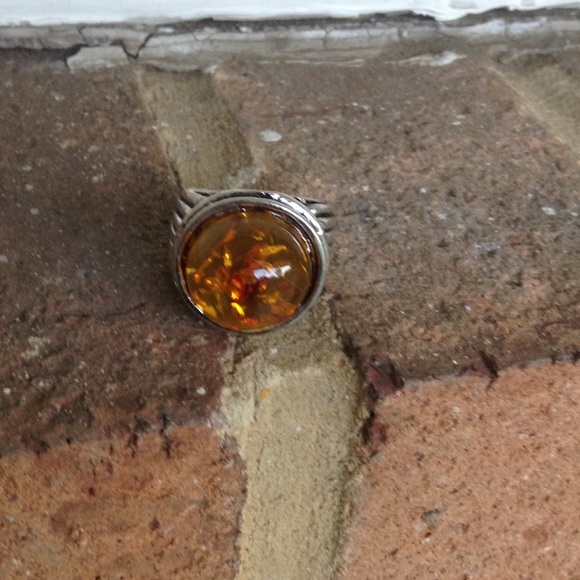 Natural pressed Amber Ring
