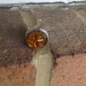 Natural Pressed Amber Ring - image 1