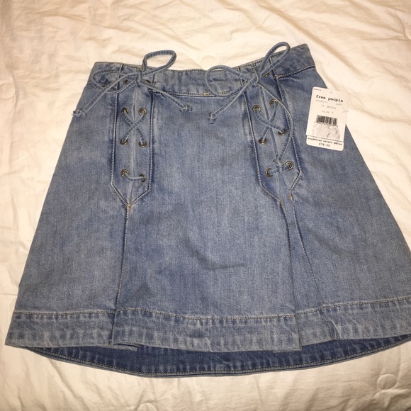 Free People Dresses & Skirts - Free People Denim Lace Up Skirt