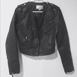 Juniors- Faux leather Jacket - Black