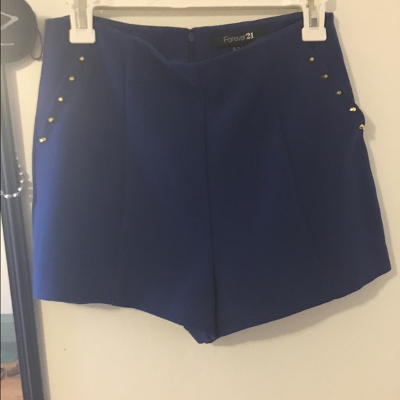 F21 Blue shorts with studs - Picture 1 of 3
