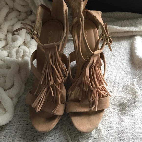 Nude Tassel Wedges