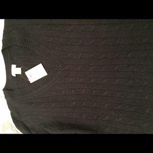 Cable knit J Crew v-neck sweater.