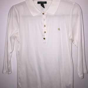 White 3/4 sleeve polo