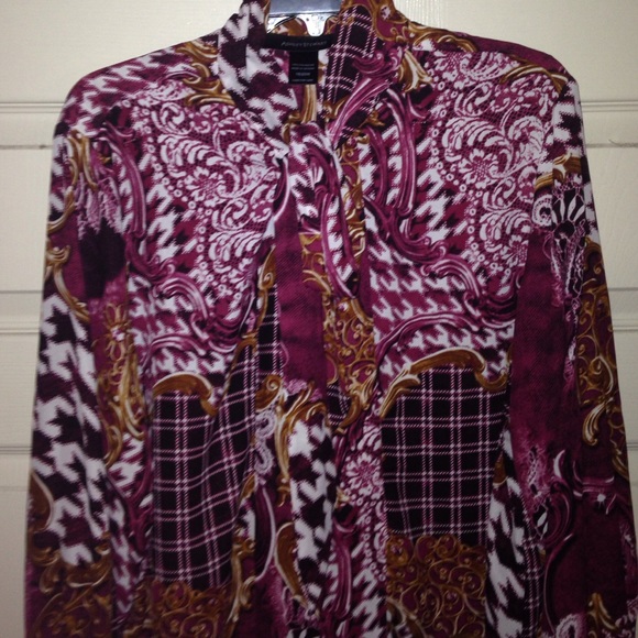 Pussybow high-neck blouse