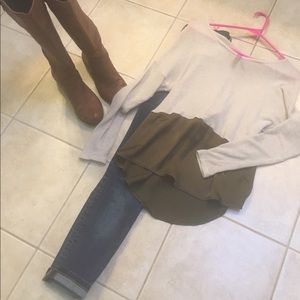 Mixed media long sleeve top. Size small