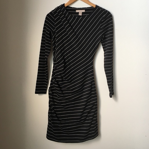 Banana Republic striped scrunched body con dress