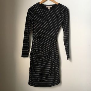 Banana Republic striped scrunched body con dress