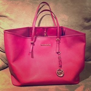 Michael Kors pink large tote bag