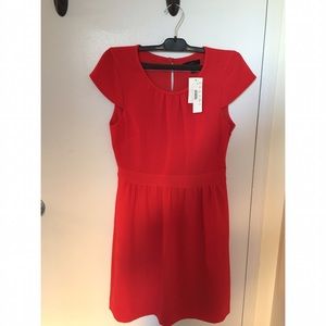 J. Crew Red Crepe Cap Sleeve Dress 4 Petite