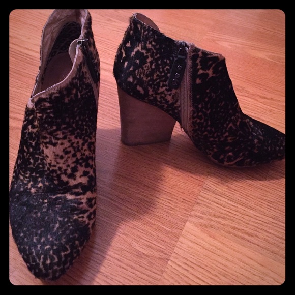 Leopard Horse Hair Ankle Boots