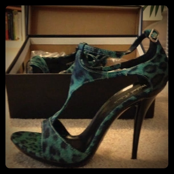 NIB Teal Green Stiletto Heel Sandal