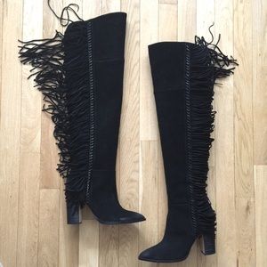 Dolce Vita Izie over-the-knee suede fringe boots
