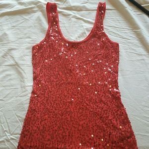 Express Sequin tank Salmon