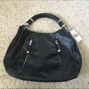 Michael Kors black leather rope hobo bag