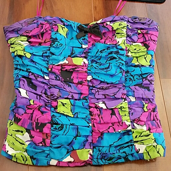 Betsey johnson colorful corset tube top