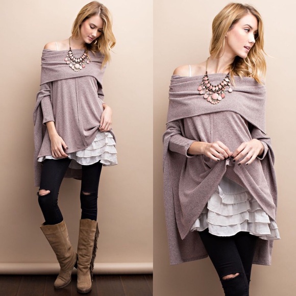 🆕ENSLEY oversized poncho style top - MUSTARD - Picture 3 of 4