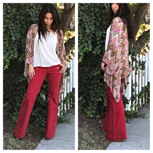 ✨LAST ONE ✨Red wide leg jeans ONE HOUR SALE - Picture 2 of 4