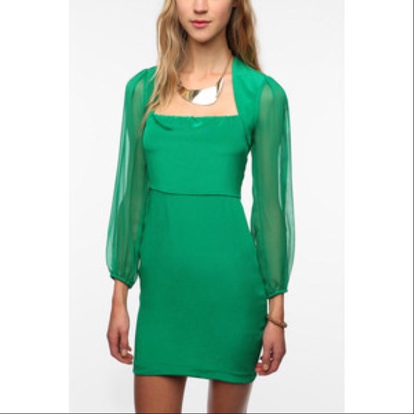 Naven Green Sheer Sleeve Betty Dress size 6