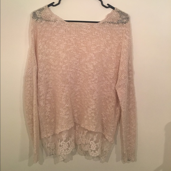 Cream Lace Trim Sweater - Picture 1 of 2
