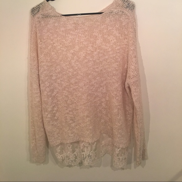 Cream Lace Trim Sweater - Picture 2 of 2