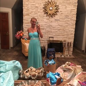 Blue Bridesmaid or Prom Long Dress
