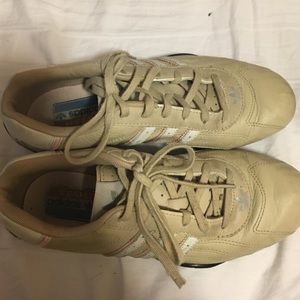 Cream color leather Adidas shoes