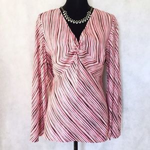 Alfani Multistripe Twisted V-neck Silk Blouse