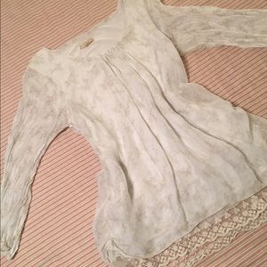 Sheer layered tunic w/lace bottom - made in Italy