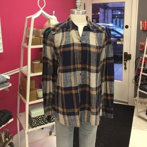 Free People Plaid linen tunic