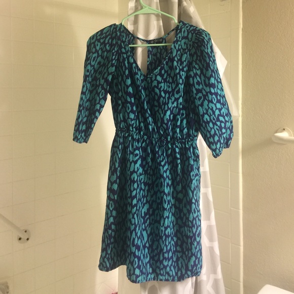 BeBop leopard turquoise dress - Picture 1 of 1
