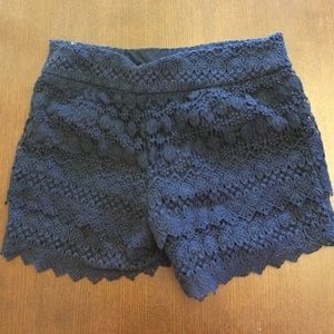 Navy crochet shorts
