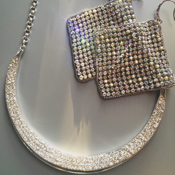 Crystal Crescent Necklace-Earrings sold separately