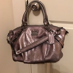 Silver leather coach bag