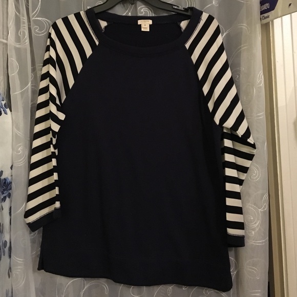 J Crew navy and white top
